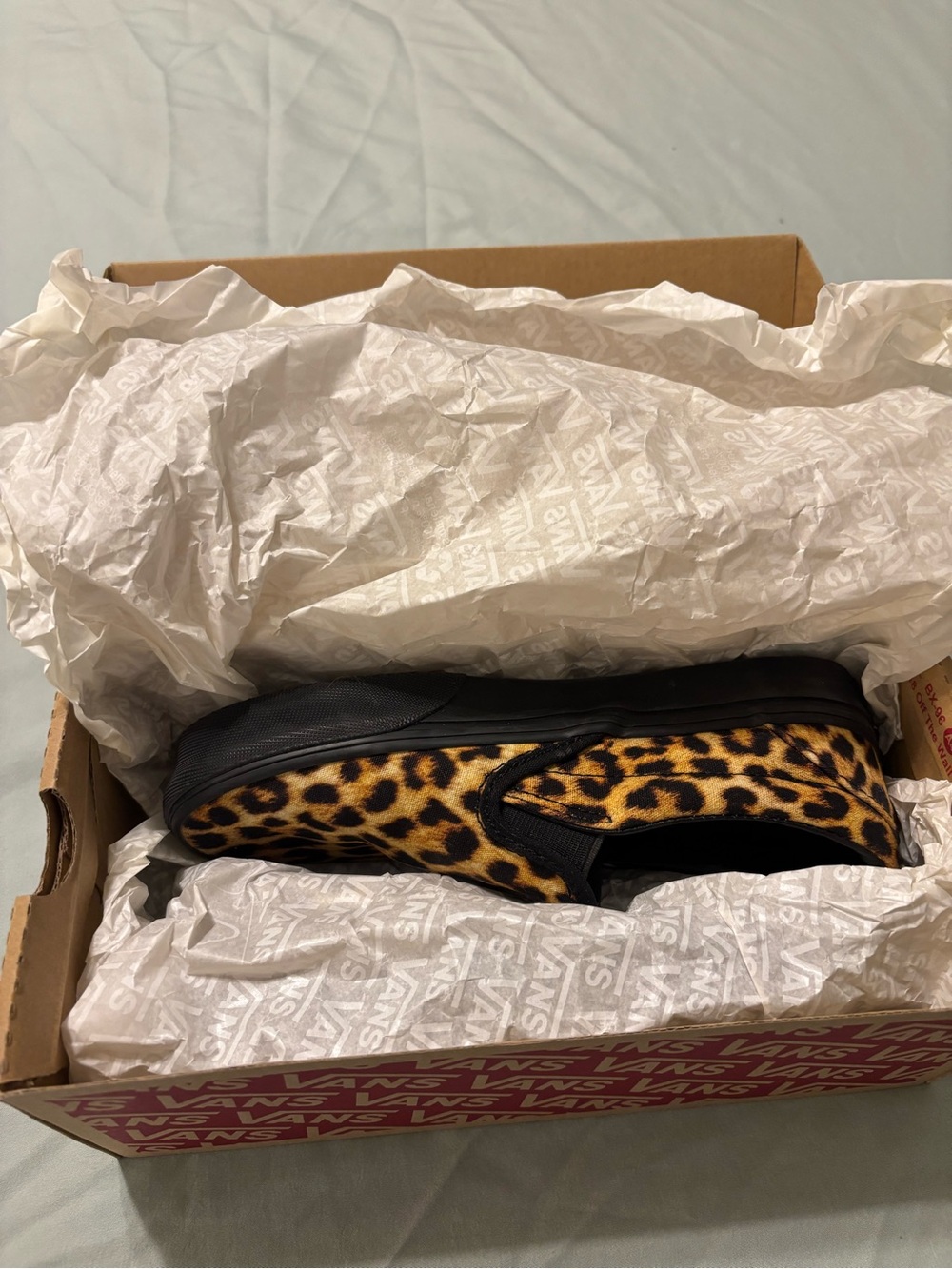 Vans Leopard Print Slip-On Sneakers with Black Soles - Picture 5 of 6